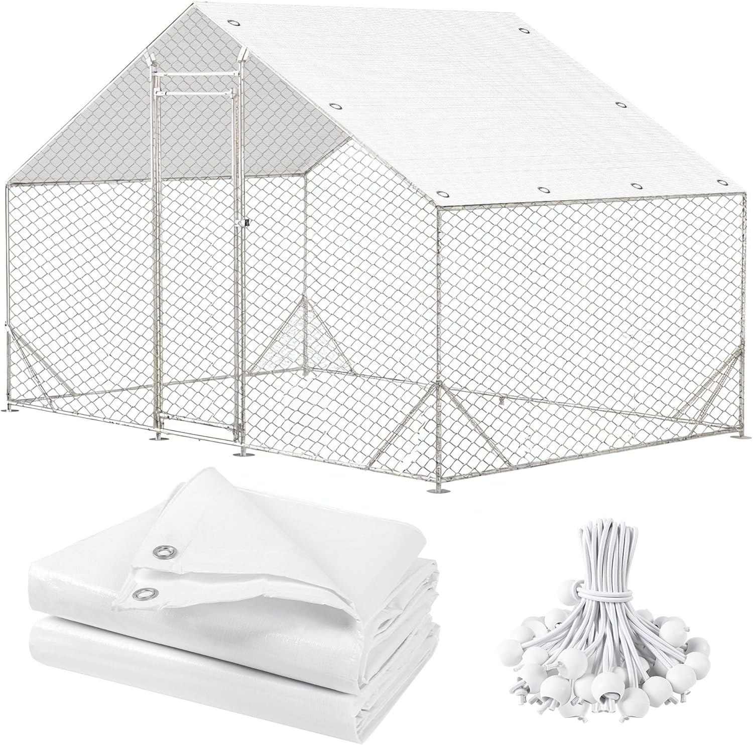 Chicken Coop Cover,11.48 * 6.23 FT Cover for Chicken Run Large Metal Chicken Coop Pen