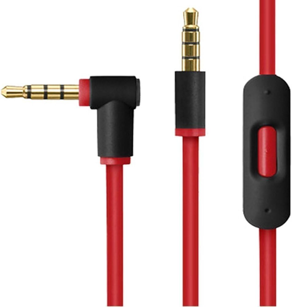 Replacement Audio Cable Cord Wire with In-Line Microphone and Control for Beats by Dr Dre Headphones Solo/Studio/Pro/Detox/Wireless/Mixr/Executive/Pill (Red/Black)