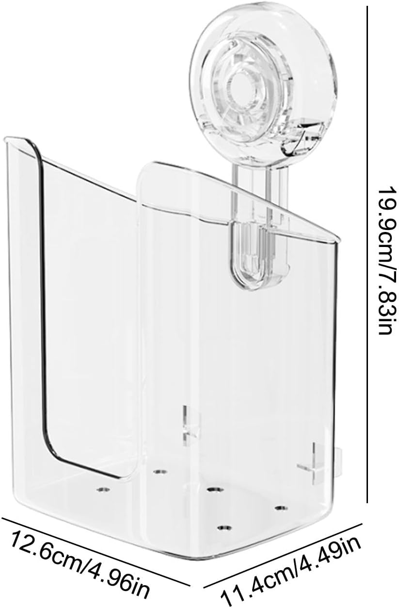 Wipes Dispenser for Bathroom | Suction Cup Clear No Punching Wall Mounted Wipes Box Flushable,Toilet Wipes Holder, Wipes Container for Bathroom Kitchen Bedroom - Transparent Gray image number 7