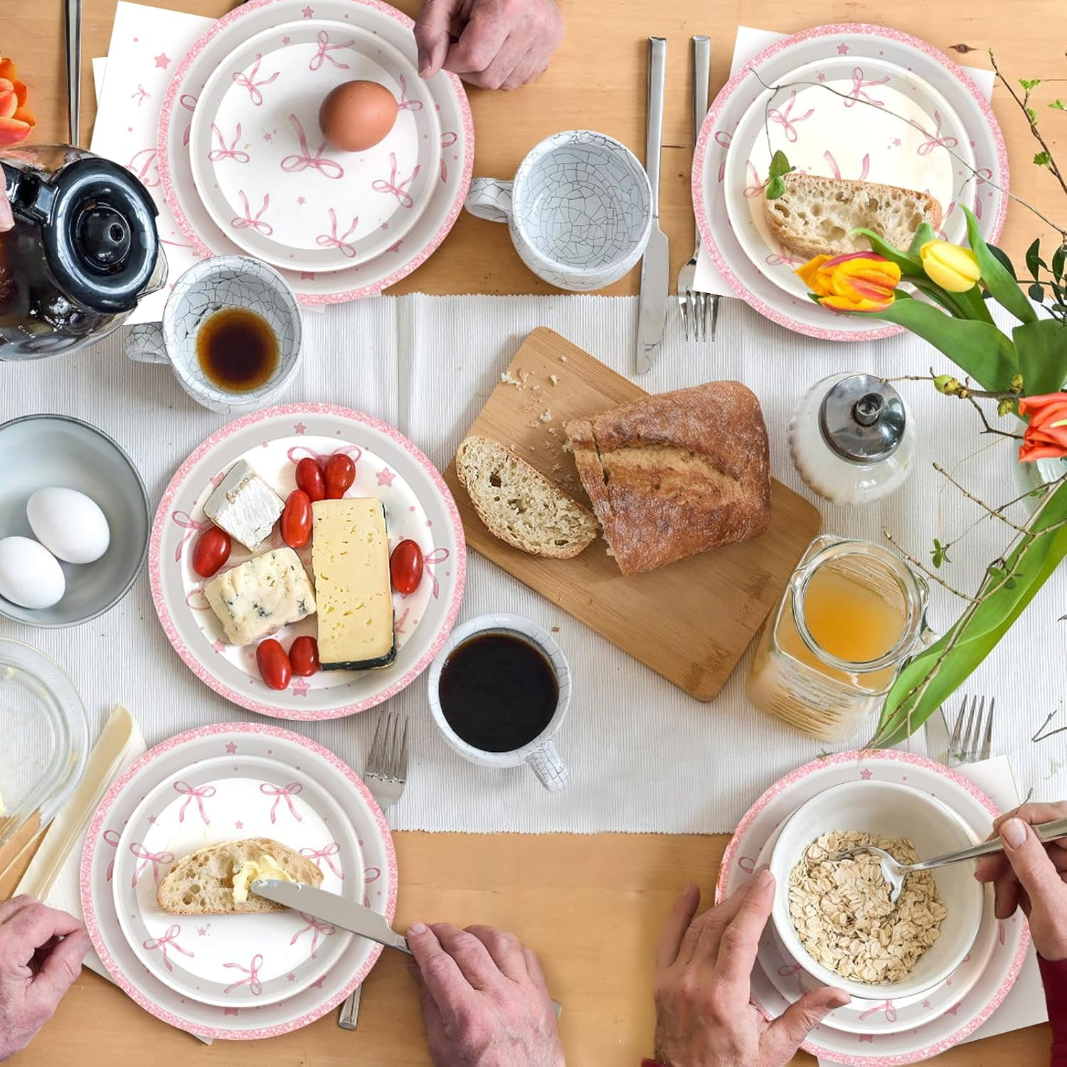 PEKGLOW 84Pcs Bow Party Supplies Pink Bow Plates Napkins Tableware Bowknot Dinnerware for Women'S Coquette Birthday Party Supplies Paper Plates Bachelorette Engagement Pink Birthday Decoration image number 5