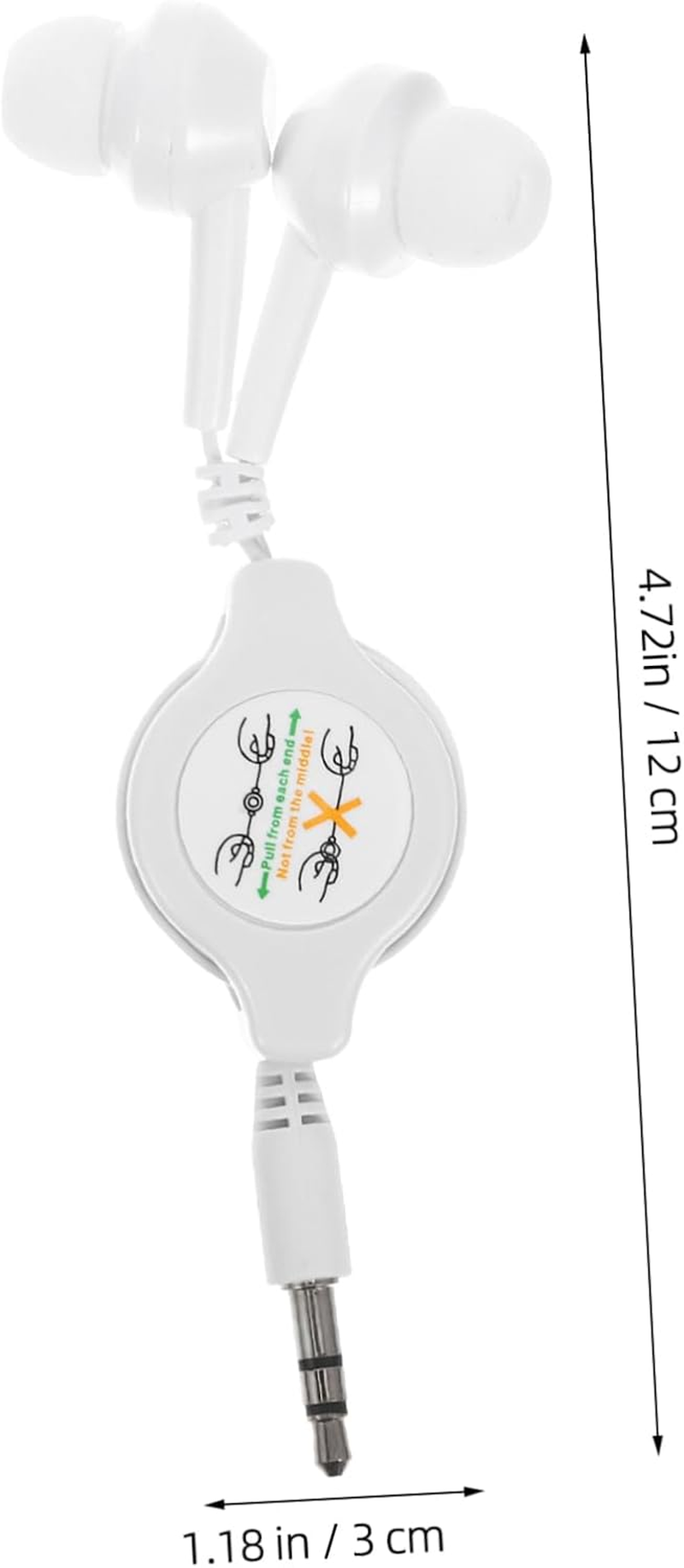 ELAYARD Retractable Wired Earbuds In-Ear Earphone Noise Cancelling, Compact Telescopic Ear Plugs for Music Devices, White Earphones Suitable for Travel and Pocket Use