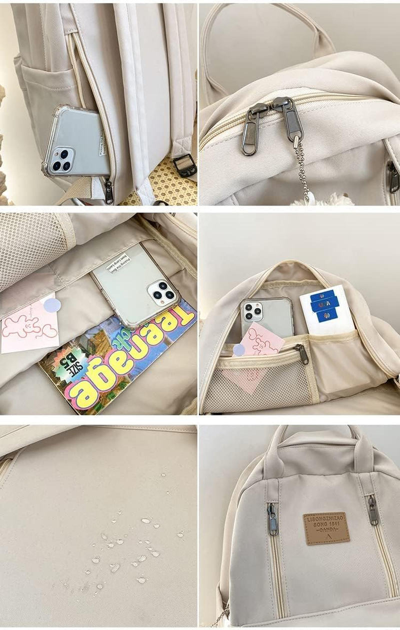 CHERSE Cute Backpack with Bear Aesthetic Accessories Kawaii Stuff Y2K Backpack Preppy Shoulder Bookbag - Blue image number 6
