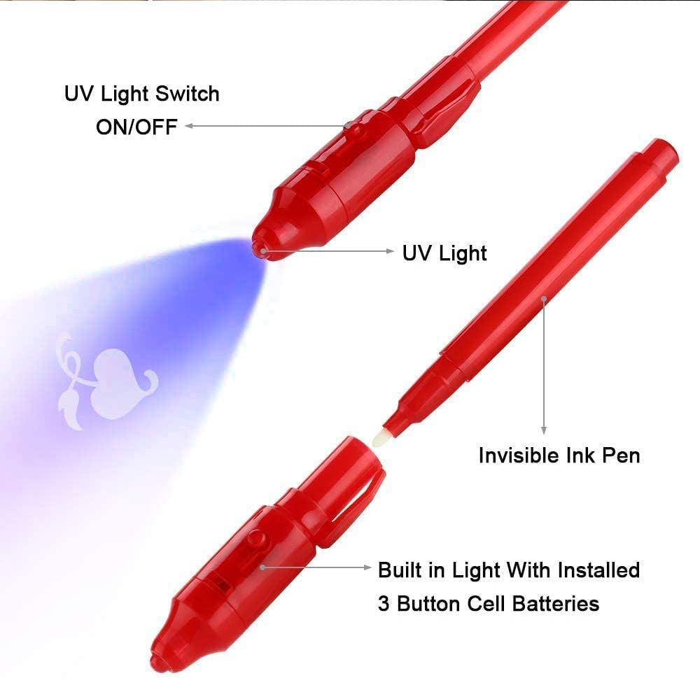 ZDY Invisible Ink Pen,Spy Pen Invisible Disappearing Ink Pen with Black Light Magic Marker for Secret Message and Kids Party Christmas Halloween Easter Goodies Bags Toy 7Pcs image number 5