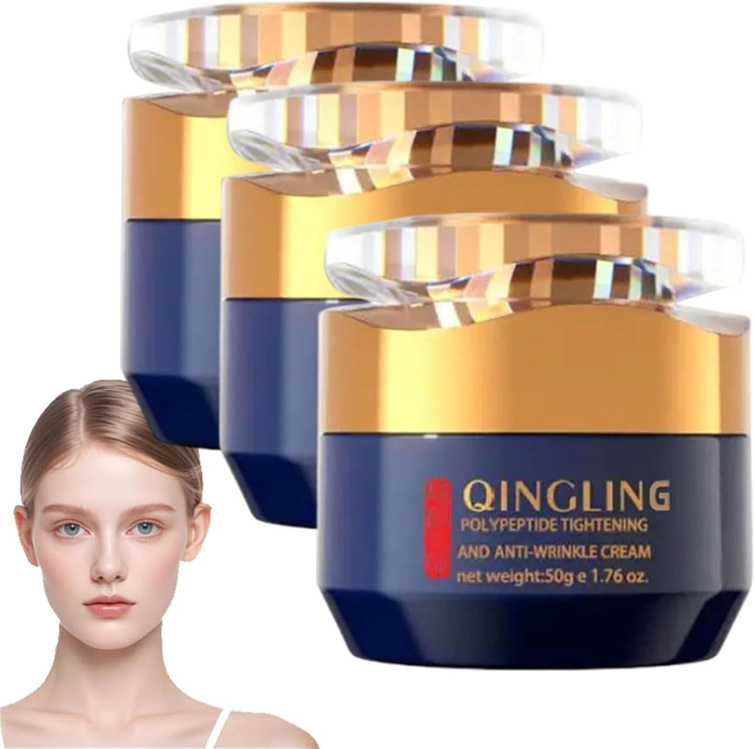 Qingling Face Cream, Qingling Wrinkle Removal Cream, Polypeptide Tightening and Anti-Wrinkle Creams, Qingling Crema Para-Arrugas, Anti-Aging Moisturizer for Firming Face (2PCS)