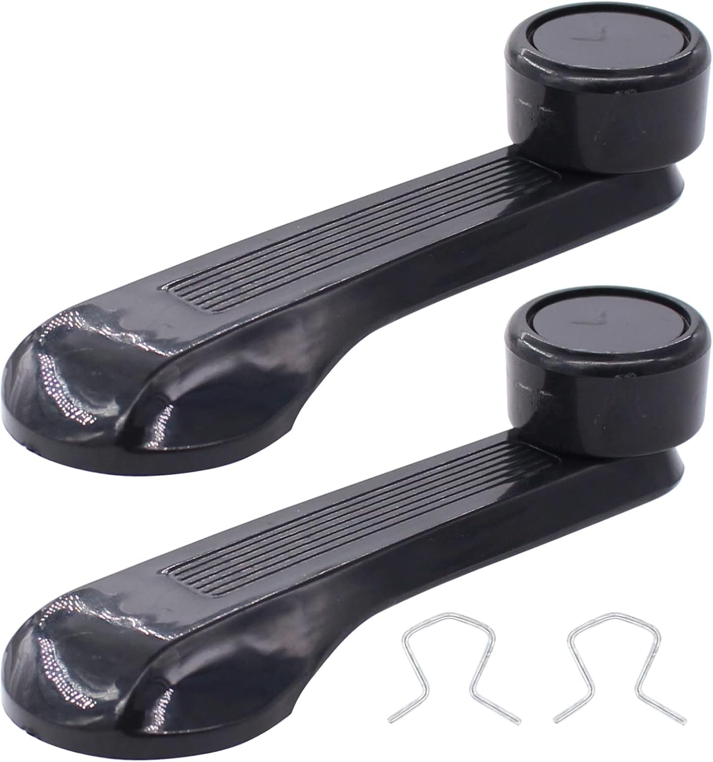 Newyall Pack of 2 Black Manual Window Winder Crank Handle with Mounting Clips image number 2