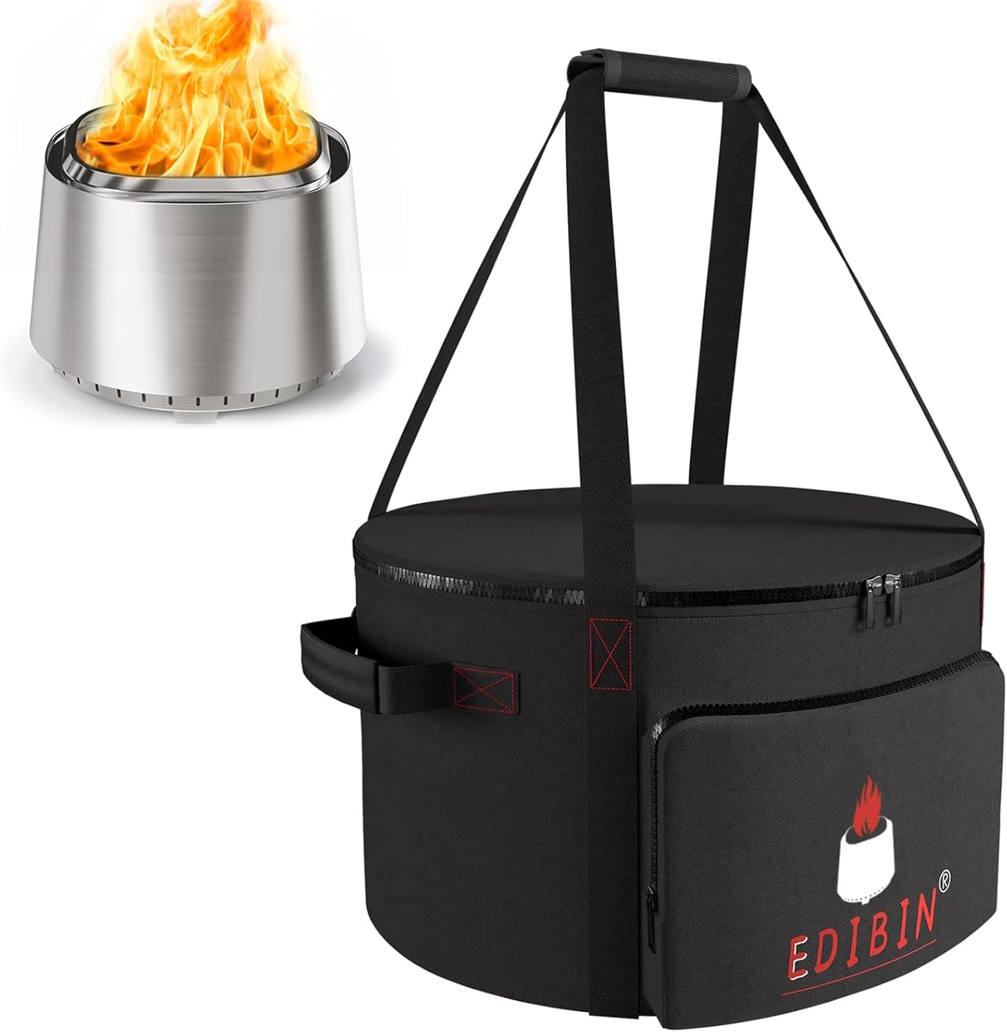 Smokeless Fire Pit Bag Fit East Oak 21" Fire Pit, 600D Heavy Duty Fabric Carry Bag image number 4