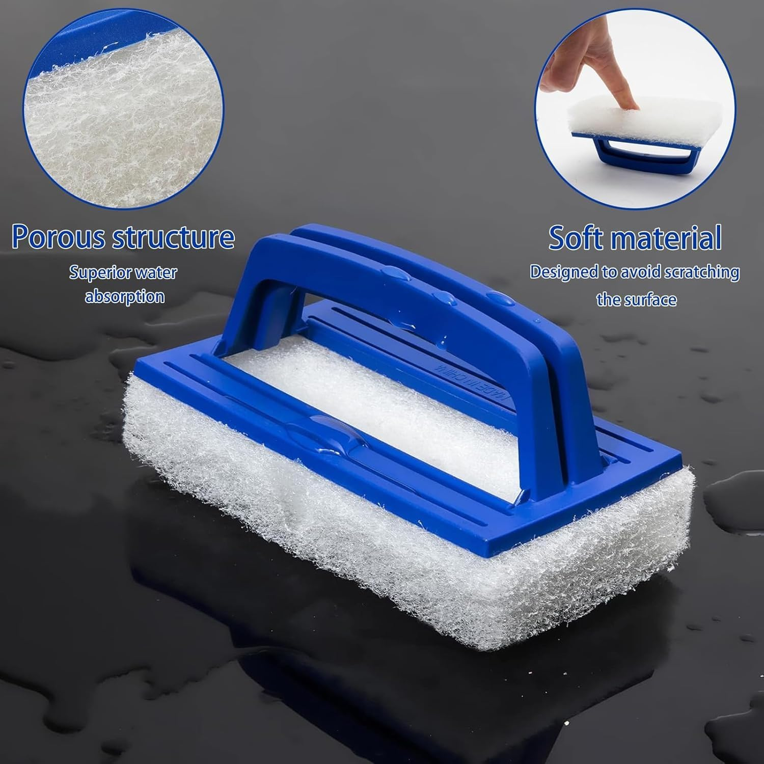 Handheld Sponge Pool Scrubbing Brush, 1Pc Sponge Swimming Pool Brush Hand Held, Small Scrubbing Scouring Sponges for Swimming Pool image number 4