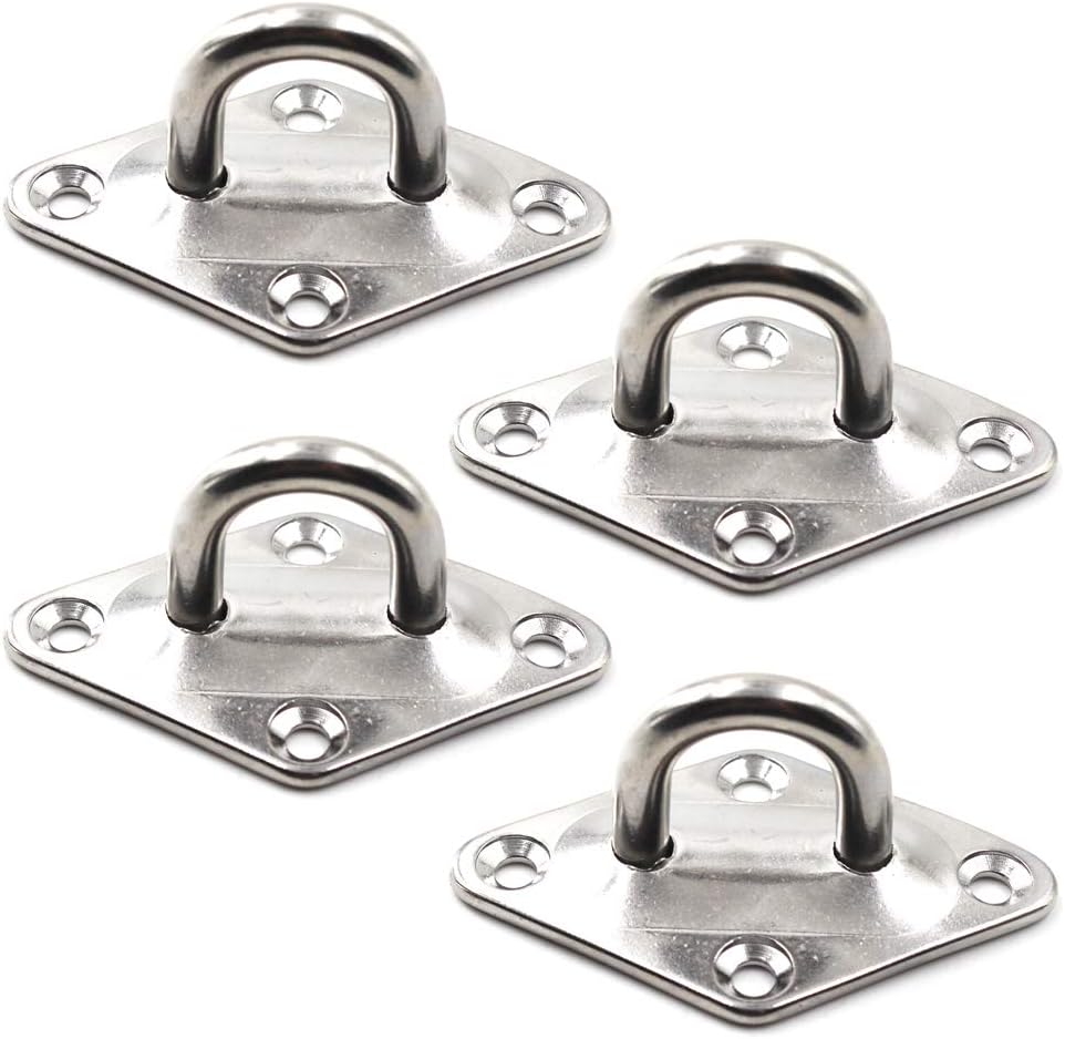 Ceiling Wall Mount Hook Heavy Duty Anchor Diamond Pad Eye Plate 304 Stainless Steel Great for Yoga Swings Hammocks/Boat Rigging/Marine Deck Hardware/Suspension Training Straps, 8Mm Diamond with Ring