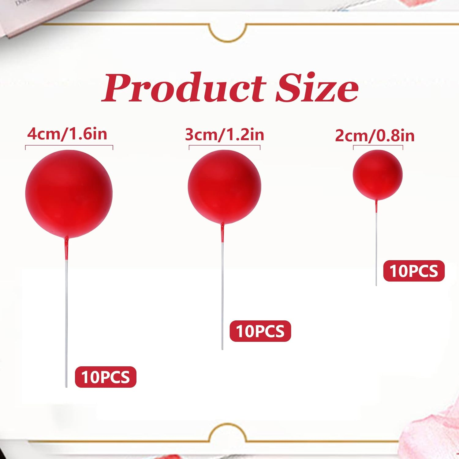 30Pcs Mini Balloon Cake Topper, round Foam Cupcake Topper Ball Cake Decoration,Diy Cake Insert Topper for Birthday Anniversary Graduation Party Decor Red - Blue image number 6