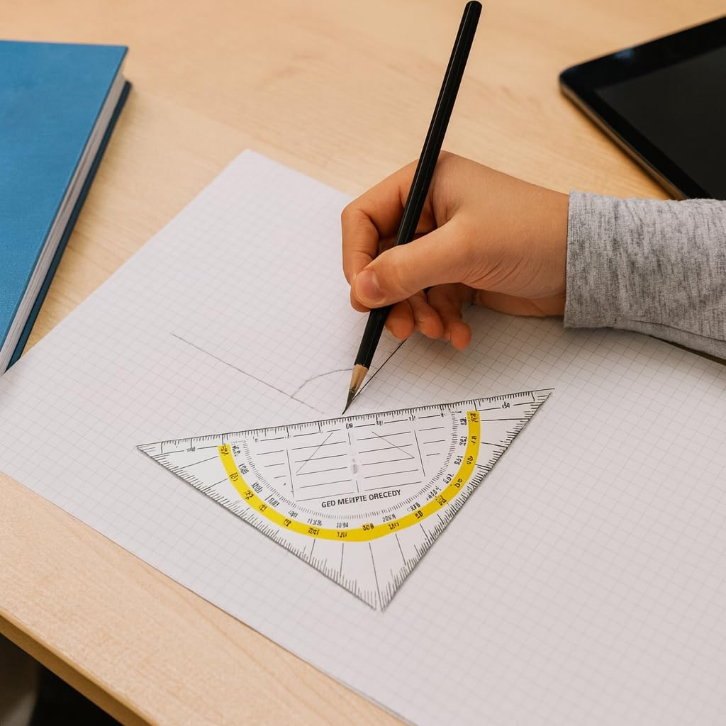 My-Goodbuy24 Geometry Triangle - Pack of 12 - Flexible Material - Shatterproof - Transparent - Set Square for School and Office - Ruler image number 1