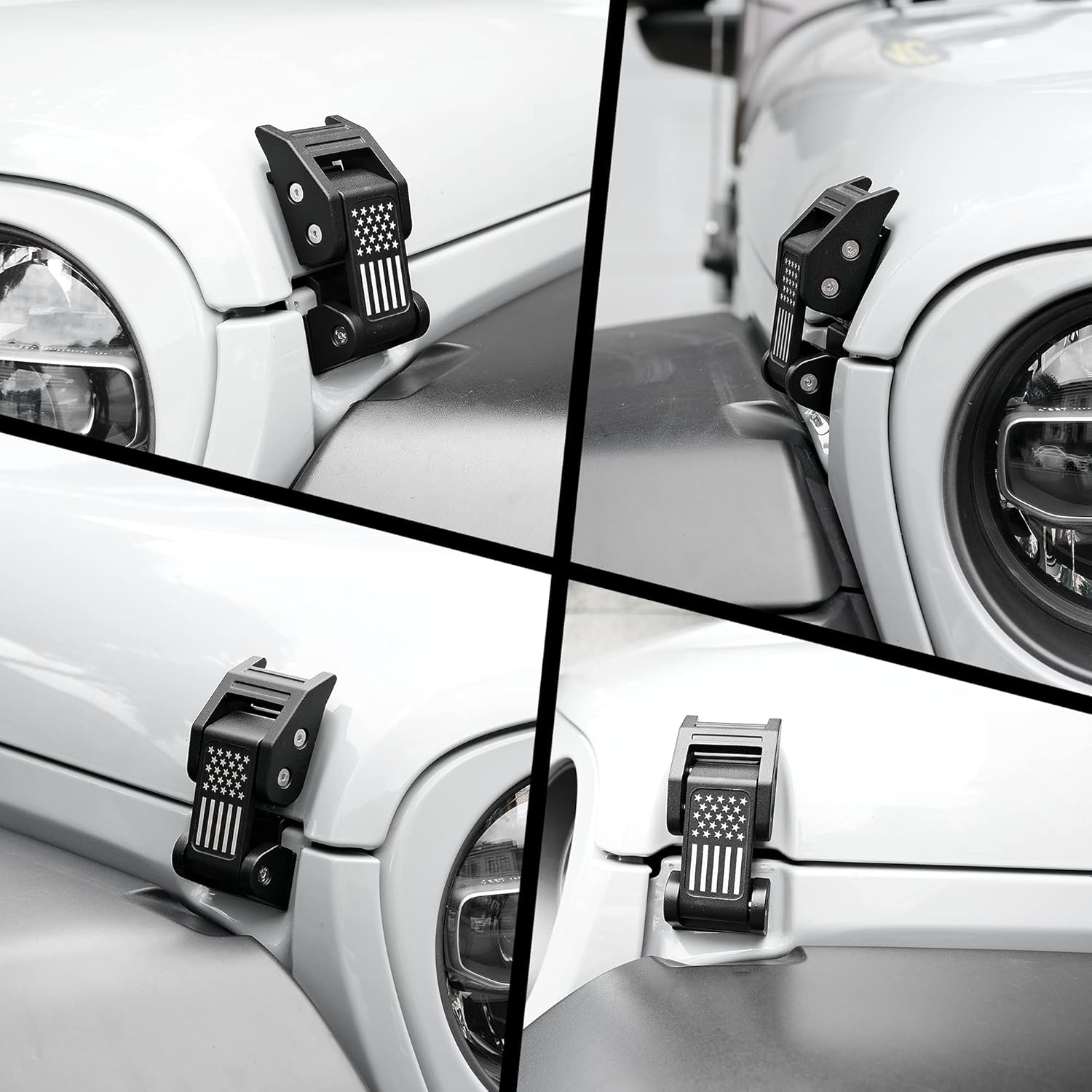 Seven Sparta Hood Latches Aluminum Hood Catch Compatible with Jeep Wrangler JK/JKU 2007-2017, JL/JLU 2018+ & Jeep Gladiator 2020+ (1 Pair) (Flag) image number 6