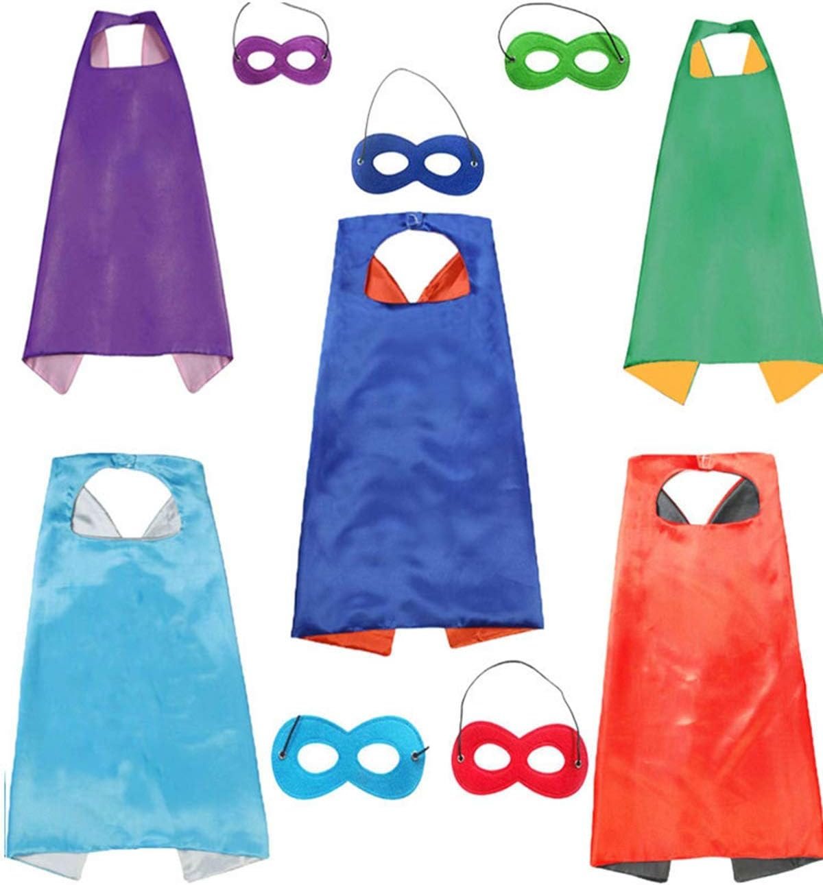 Hero Capes and Mask for Kids Role Playing Halloween Costumes Birthday Party Dress Up - Blue Red image number 3