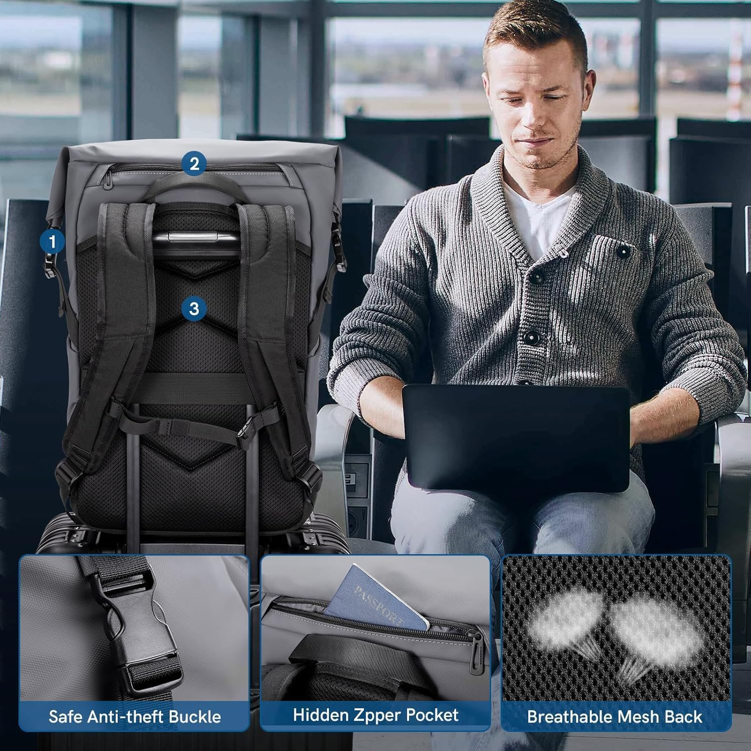 KINGSONS Laptop Bag Travel Backpack - Waterproof Laptop Backpack with USB Charging Port, anti Theft Backpack for Women, Casual Daypack for Business - Fg6319W-Black image number 6