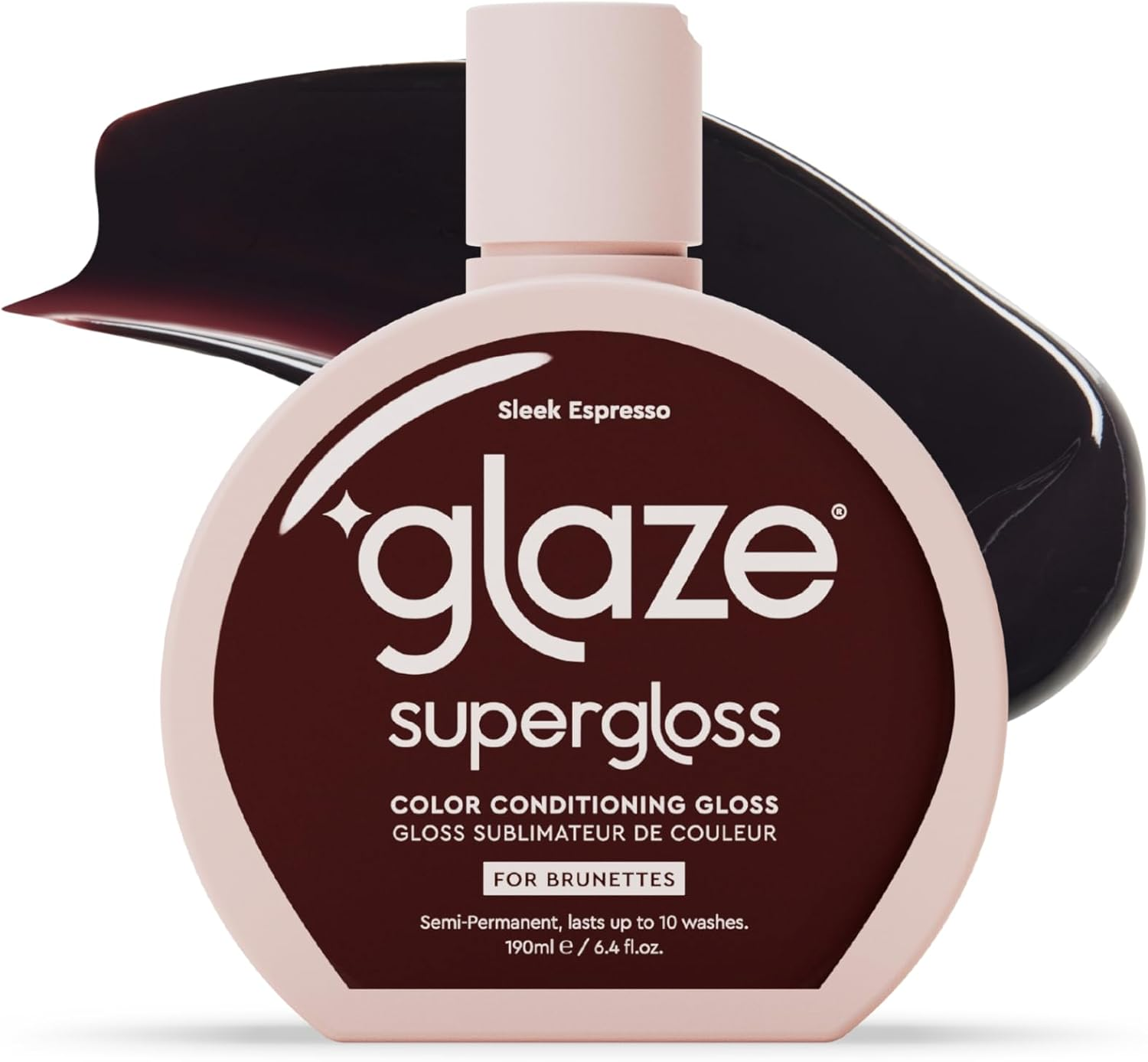 Glaze Supergloss Color Conditioning Gloss &ndash; Hydrating Semi-Permanent Color Hair Gloss & Shine Boost &ndash; Color Depositing Mask - Vegan, Cruelty-Free &ndash; 190Ml - Sleek Espresso Brown image number 5