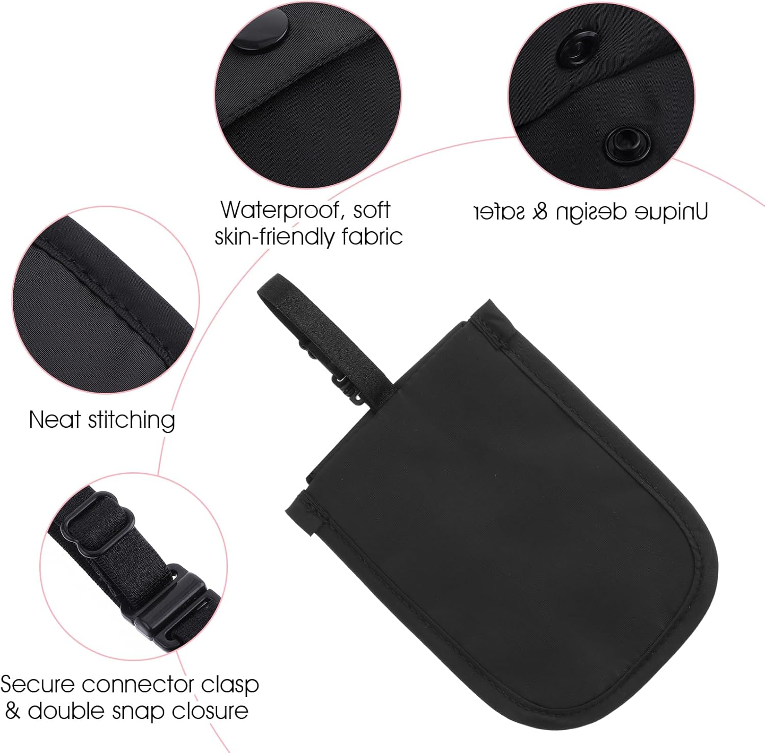 Ahqizfx 2 Pcs Travel Bra Wallet for Women, Hidden Undercover Travel Bra Wallet, Washable Bra Wallet, Secret Stash Pocket for Credit Cards, Money, Valuables with Adjustable Elastic Strap (Pink, Black),