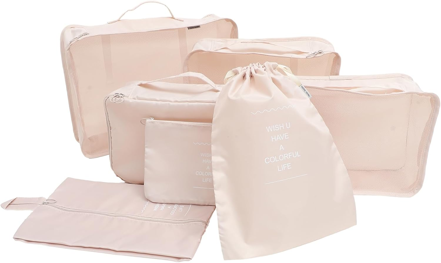 LIFKOME 7Pcs Travel Organizer Bag Packing Cubes for Suitcases Luggage Organiser Garment Bag for Travel Essential Packing