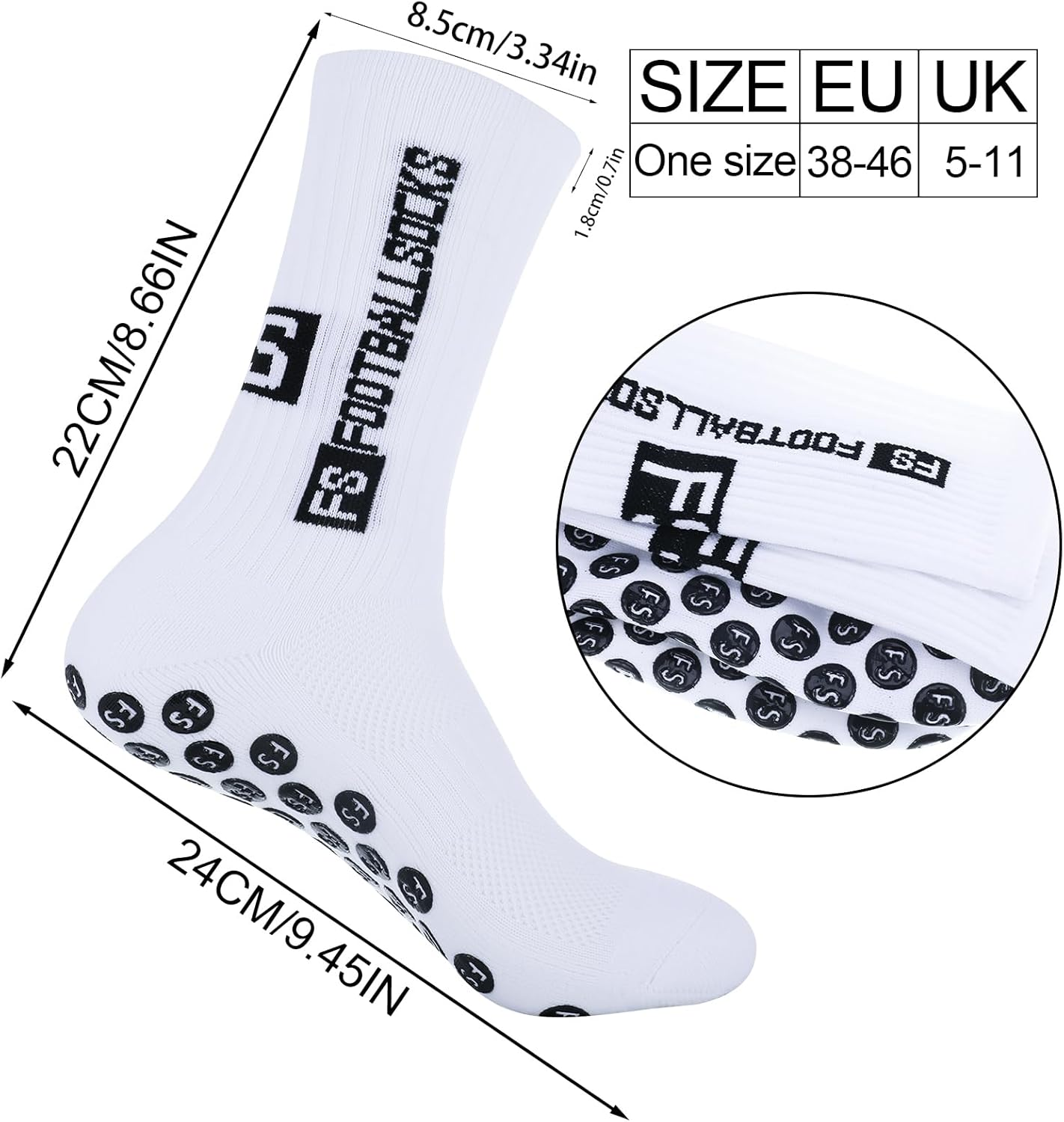 GGSTDDUP 6 Pairs Grip Soccer Socks for Men anti Slip Athletic Socks Non-Slip Sports Football Basketball Socks with Grip Pads image number 5