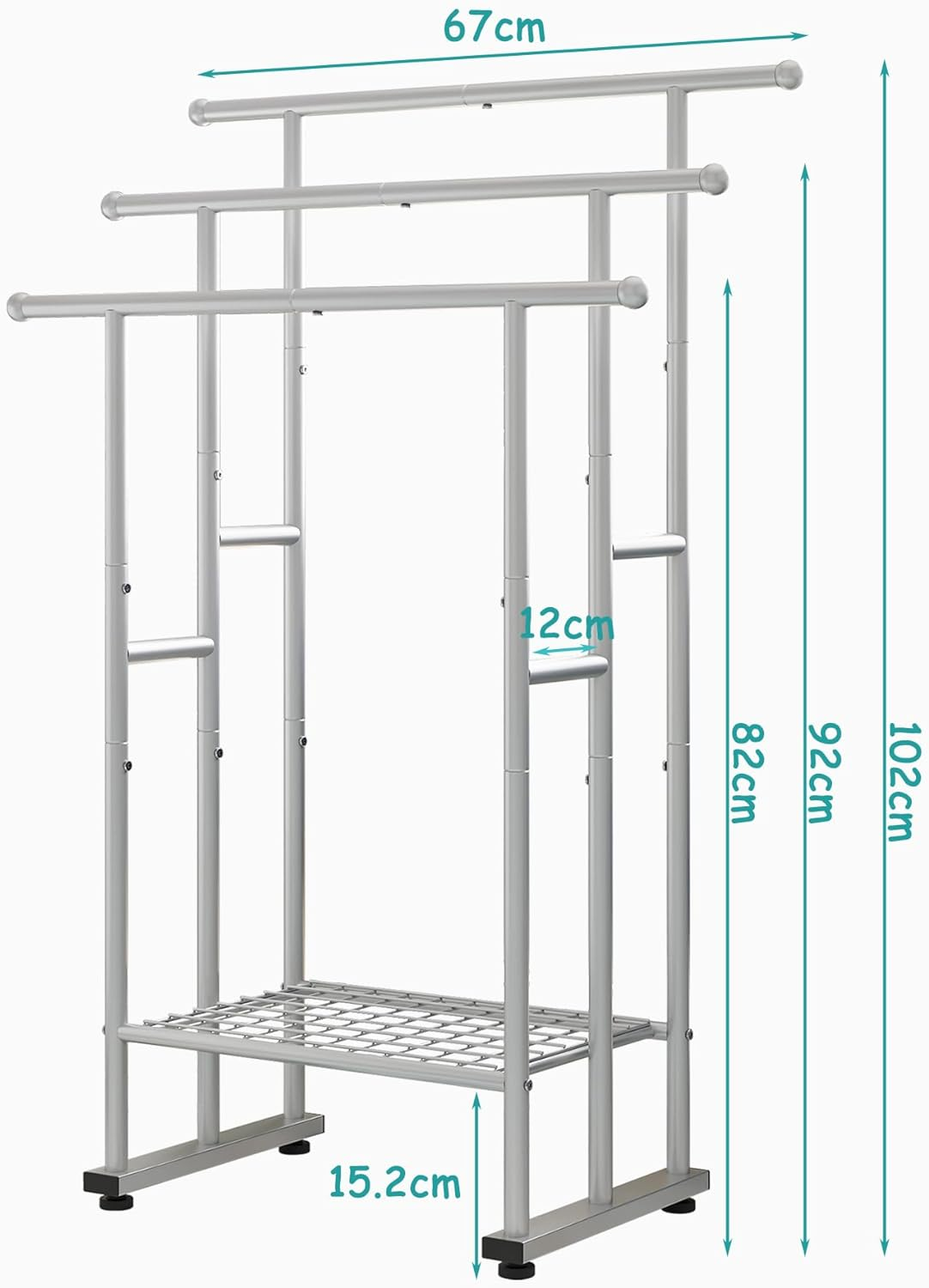 Tall Free Standing Towel Racks for Bathroom Towel Rack Stand with Storage Basket,3 Tiers Floor Bath Towel Holder,Anti-Rust Chrome Ladder Towel Bar,Silver image number 4