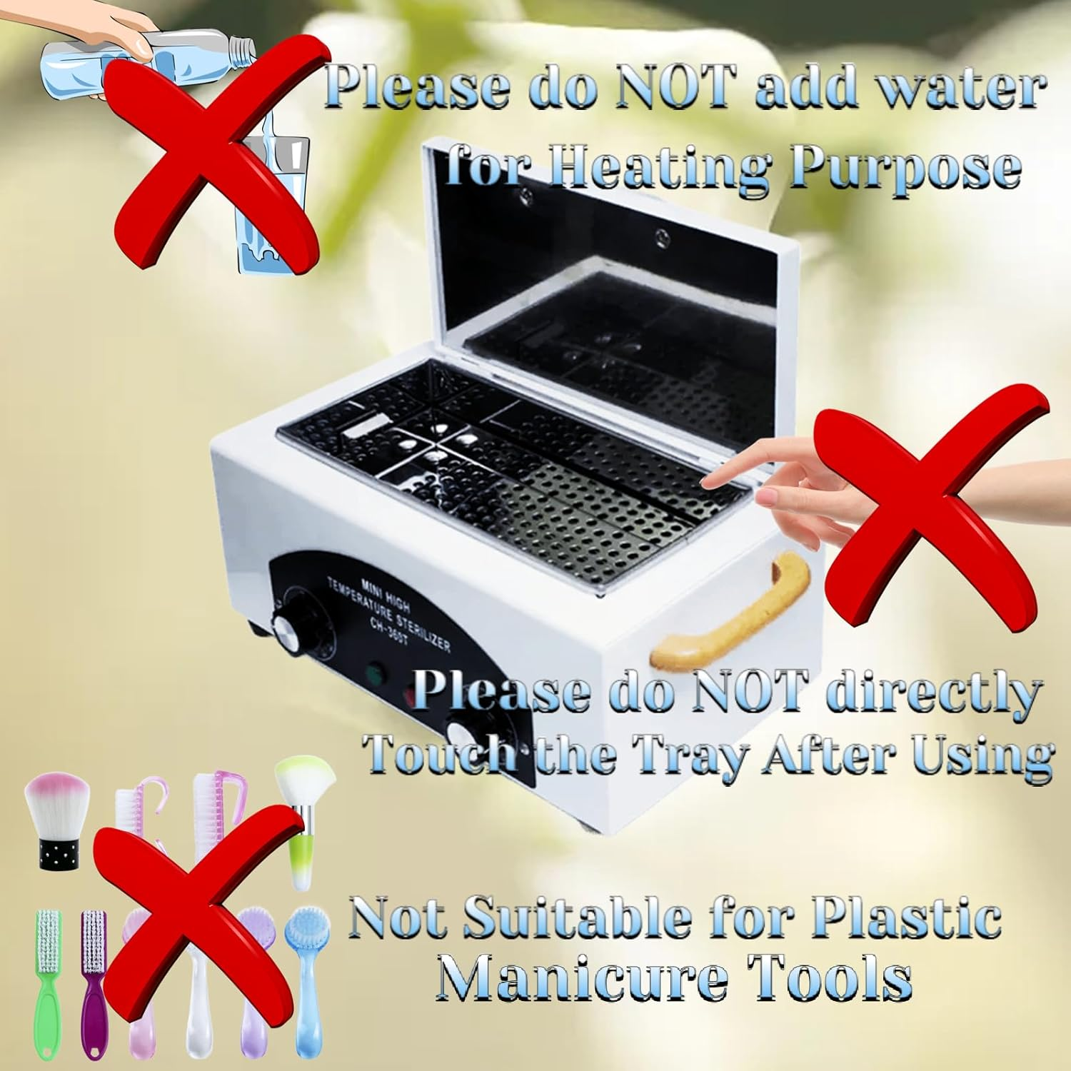 Autoclave Sterilizer, Manicure Steriliser for Nail Tools Adjustable, High-Temperature Nail Tool Steriliser for Salons, Heat Steriliser for Nail Cleaner Tool 300W image number 5