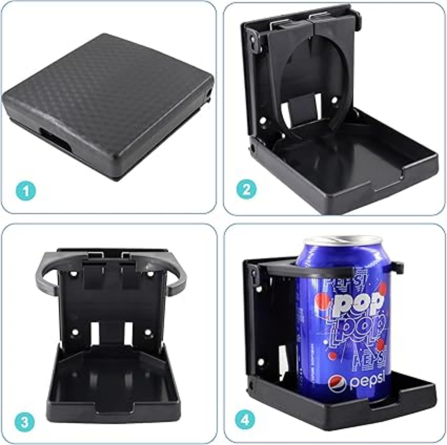 Folding and Adjustable Drink Holder,Adjustable Folding Drink Holder with Screws,Universal Car Cup Drink Holders Automotive Cup,Wall Mount Car Cup Holder for Truck Rvs Yacht Caravan (Black)