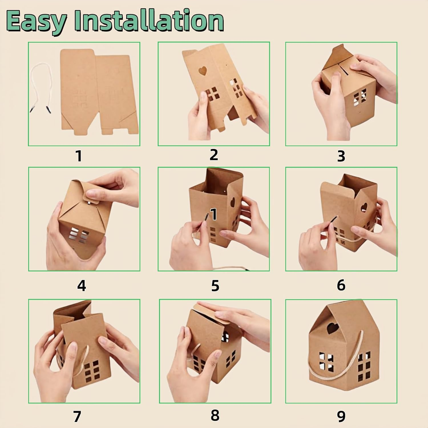 HAN SHENG 30 Pcs House Shaped Candy Boxes Kraft Paper Gift Boxes Wedding Favor Boxes Candy Storage Boxes Packing Boxes Decoration for Wedding Christmas Birthday Party Ornament Container image number 4