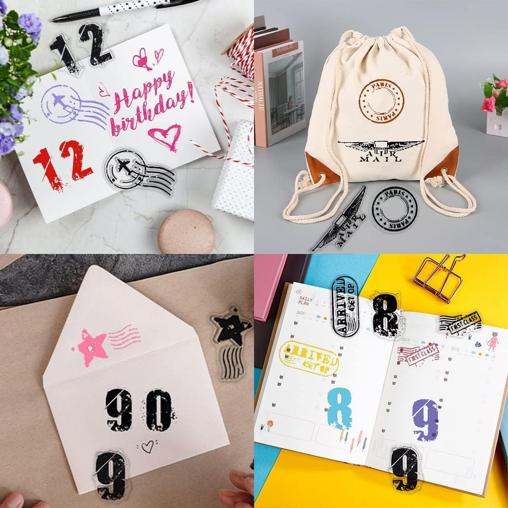 4 Themes 34Pcs Clear Stamps, Retro Rubber Clear Stamp, Transparent Silicone Clear Stamps Seal for DIY Scrapbooking Card Making Decoration, Style A image number 6