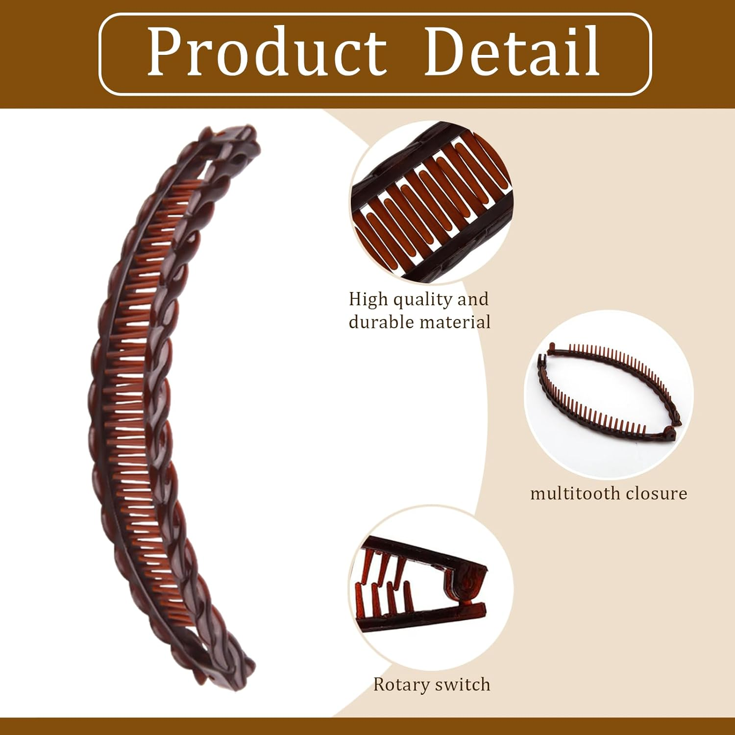 Pack of 6 Banana Clips, Banana Clip Hair, Thin Hair for Women, Long, Stylish Banana Hair Clip, Fishtail Hair Clip for Thick Hair, Elegant Hair Accessories image number 5