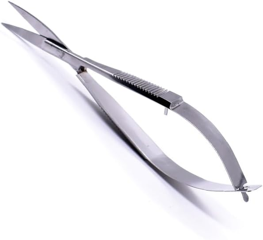 Curved Stainless Steel Squeeze Scissors - Grooming, Eyebrow Trimming, Embroidery Spring, Thread Snips - Curved Tip Craft Scissors (Silver) image number 1