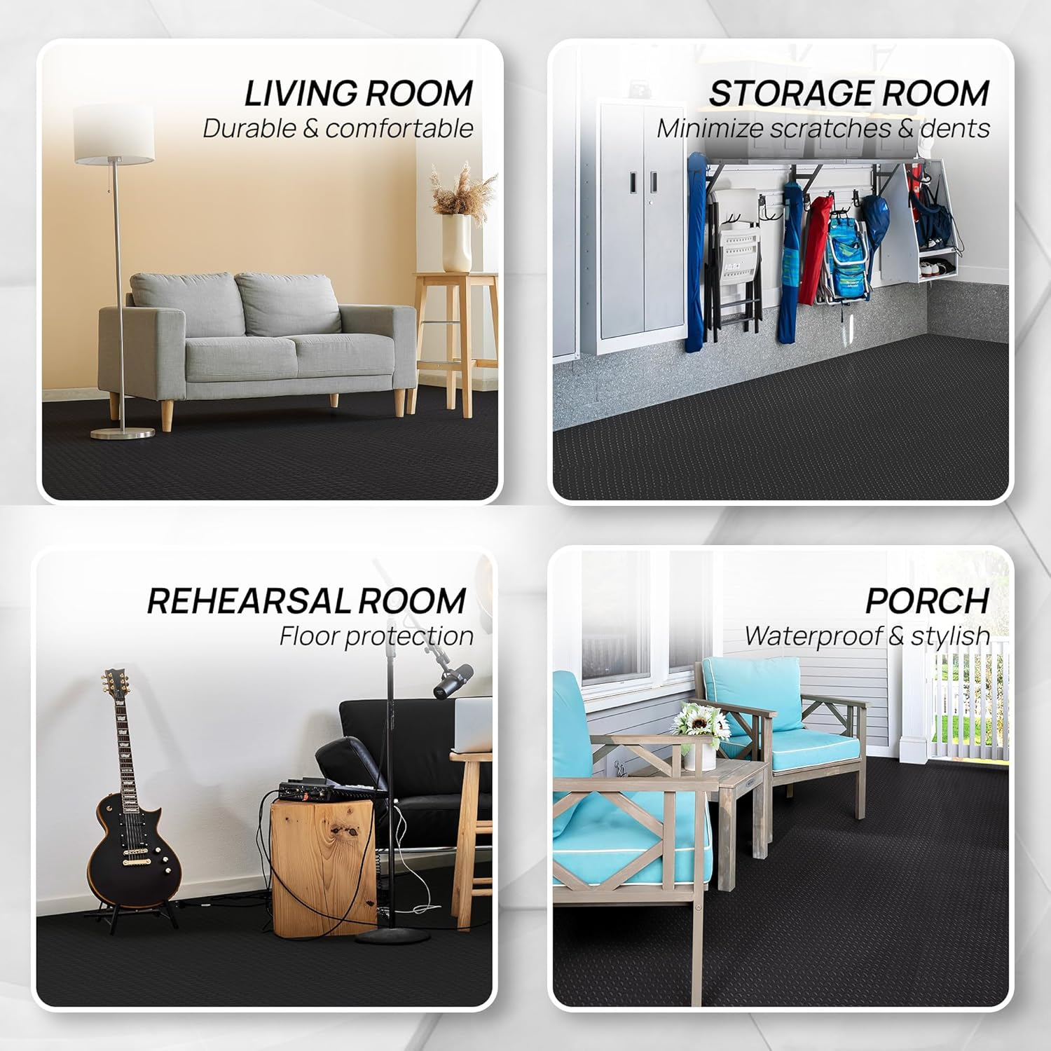 Yes4All Thicker EVA Foam Puzzle Exercise Mats &frac34;&rdquo; and 1" for Home Gym Workout - Interlocking Floor Tiles for Fitness Equipment - D. 48 Square Feet (12 Tiles) - Grey image number 2