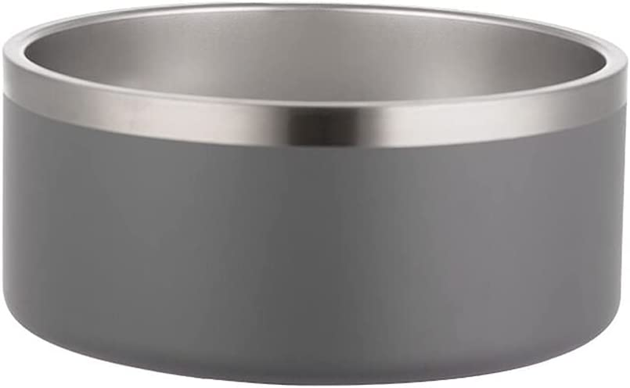 Gteller 32Oz 64Oz Stainless Steel Double Wall Dog Bowls,Bpa Free Non-Slip Pet Dishes,Cat Food&Water Bowl with Rubber Base(64Oz, Grey) image number 6