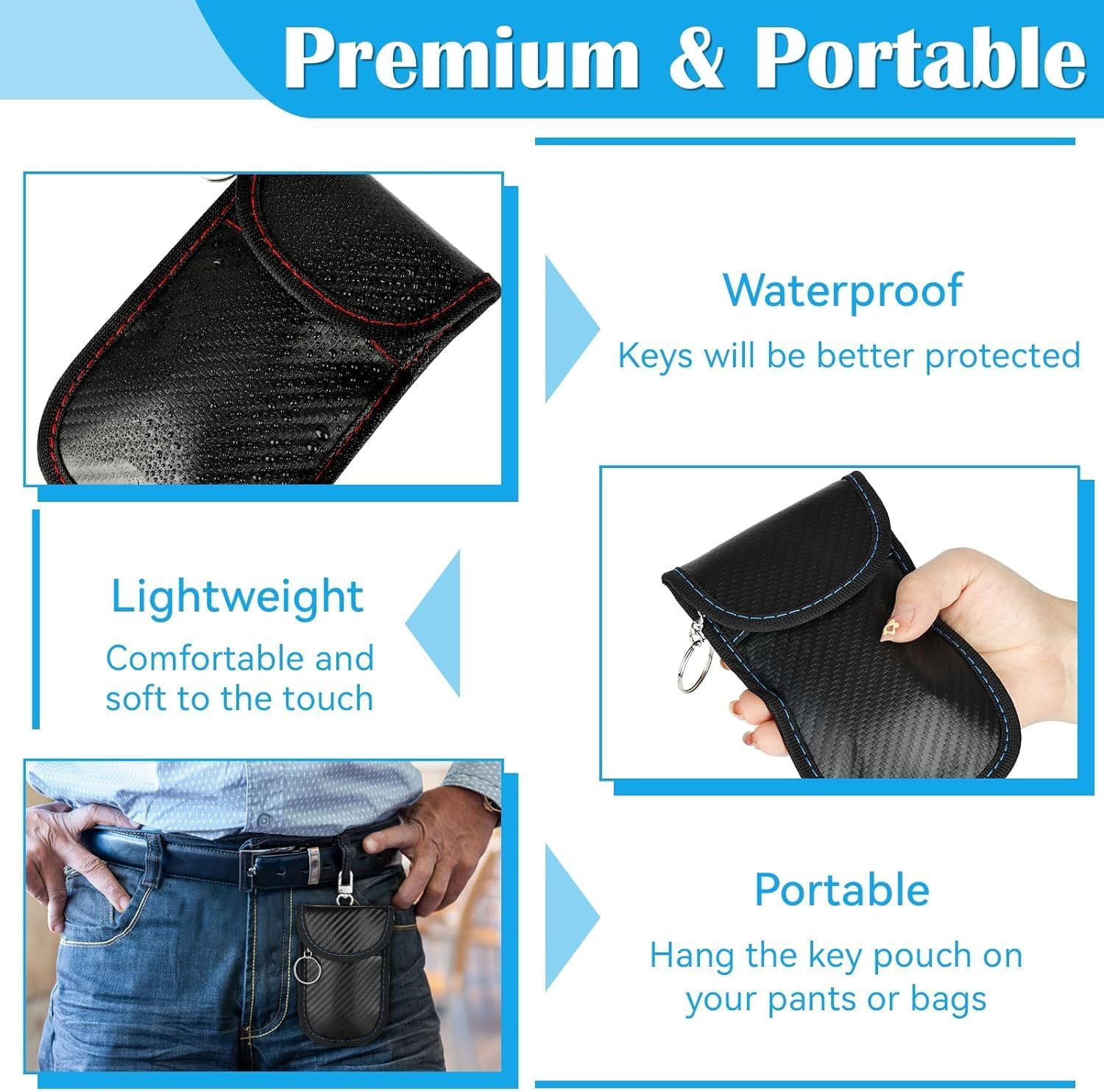 2-Pack Faraday Pouch for Car Keys &ndash; Signal Blocking Bag for Keyless Entry, RFID Blocker Case &ndash; Anti-Theft Protection for Key Fobs, Blocks Remote Hacking & Unauthorized Access image number 2