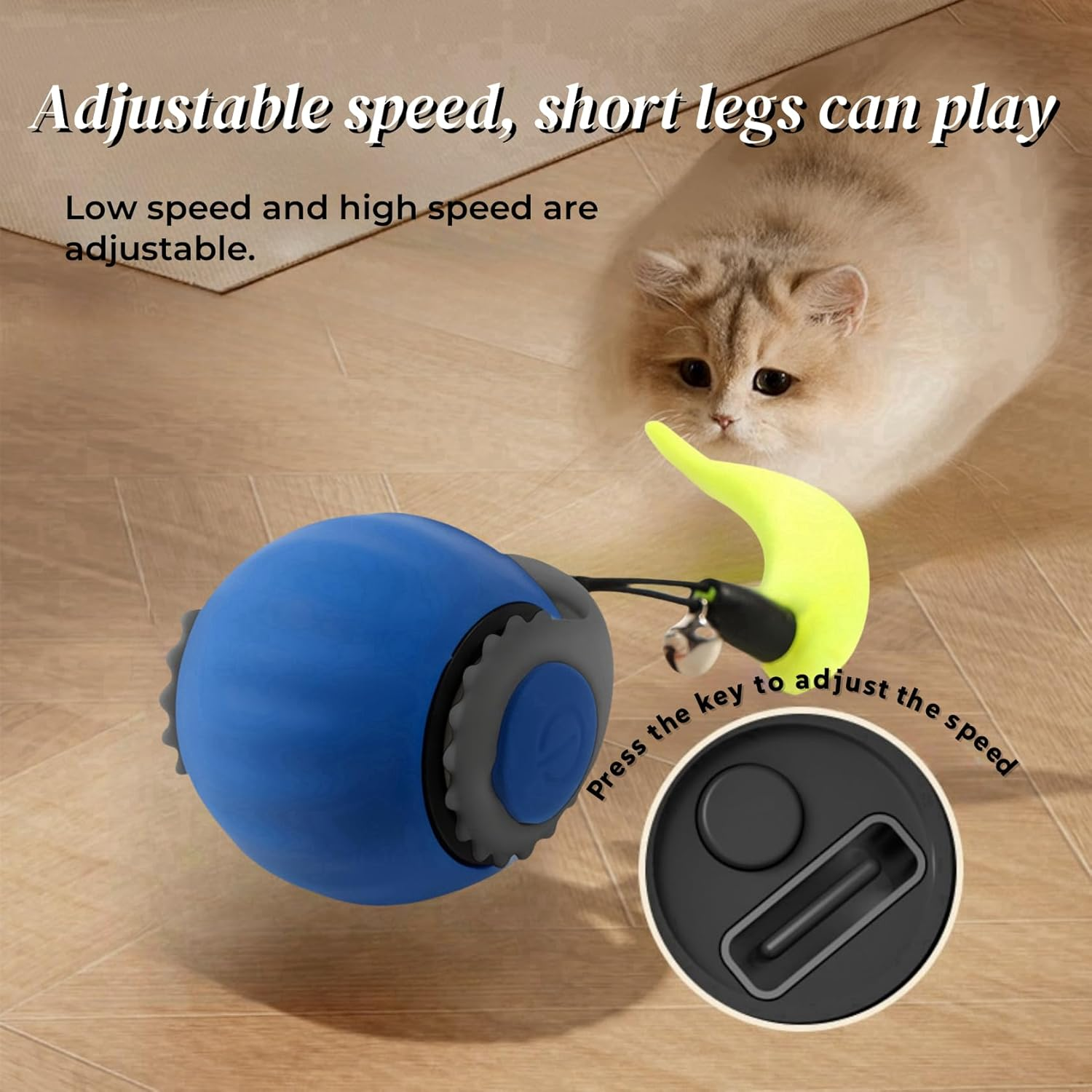 Interactive Cat Toy Ball, Automatically Moving Cat Toy Ball， Rechargeable Silicone Premium Self Rotating Ball, Pet Ball Toy, Indoor Smart Cat Toy,Toys for Kittens (Blue, S) - Orange image number 5