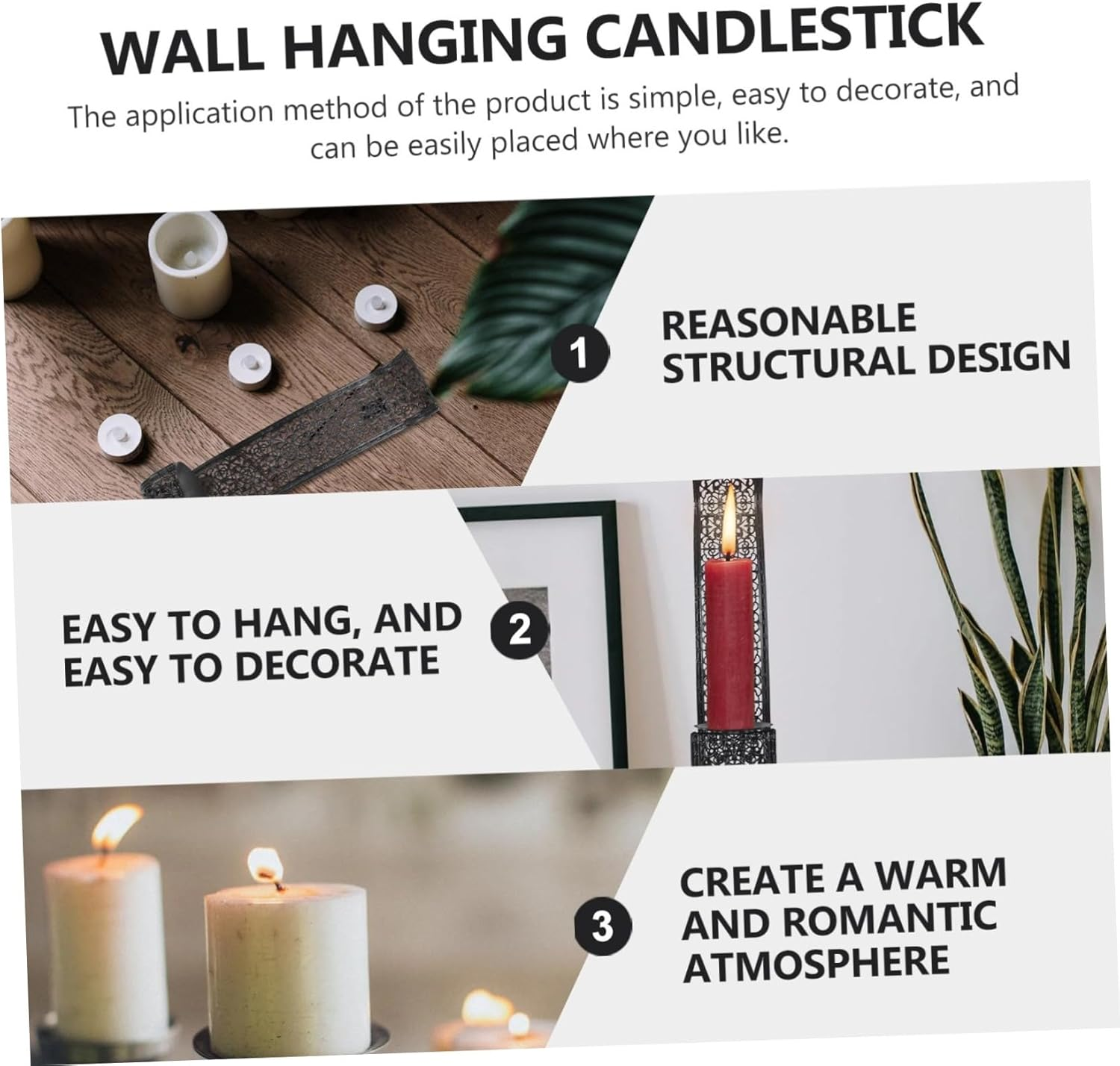 CORHAD Iron Wall Candle Holder European Style Retro Design Wall Hanging Candlestick for Home Decor Suitable for Living Made of Iron Material Provides Unique Decorative Touch as Candle image number 2