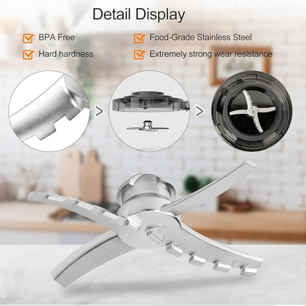 Replacement Blade Compatible with Ninja Creami Deluxe NC500 Series Ice Cream Makers, Mixing Blade Paddle Replacement for Ninja Creami NC501 CN501CO NC500C NC501C NC501H Silver-Stainless Steel