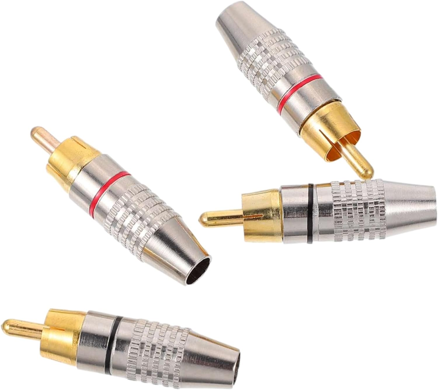 Angoily 4Pcs Gold Plated Male Audio Plug Speaker Connector Set for Home Theater Hi-Fi Sound System with Colored Rings Compatible with Professional Av Equipment image number 2