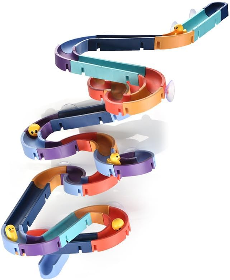 DIY Baby Kid Bath Tub Shower, Water Slide Toy Track with Suction Cup, Ducks, Water Toys for Bathtub (A-8, 66Pc) image number 2