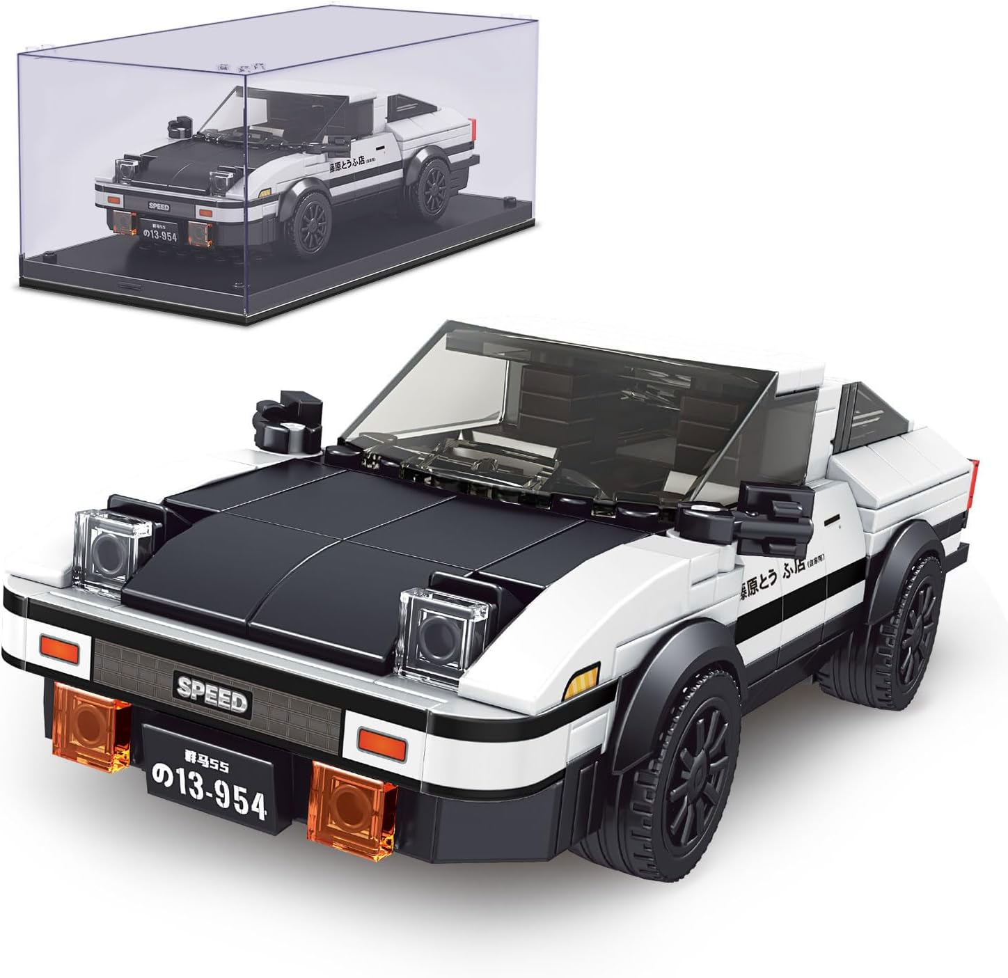 Mould King AE86 Initial D Toy Car Building Sets with Acrylic Display Case, Collectible Model Car Toy Building Blocks 27013, Cool Simulation Cockpit Speed Racingcar for Fans and Kids 8+ (399 Pieces)