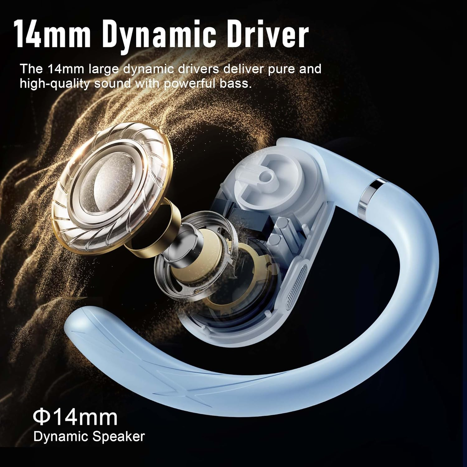 ZIPFORCE True Wireless Earbuds, Open-Ear Bluetooth 5.4 Headphones 4-Mics ENC Clear Call, Bluetooth Earbuds Touch Control 40 Playtime, IPX6 Waterproof TWS, Light-Weight Earphones - Blue image number 2