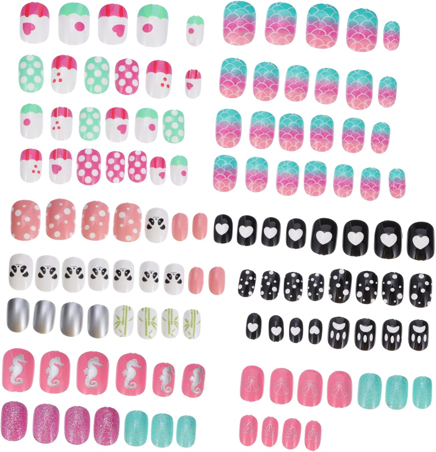MUSISALY 120Pcs Kids False Nails Set Short Full Cover Fake Fingernails for Girls Press-On Nail Art Kit Glossy Finish Suitable for Diy Decoration and Parties image number 5