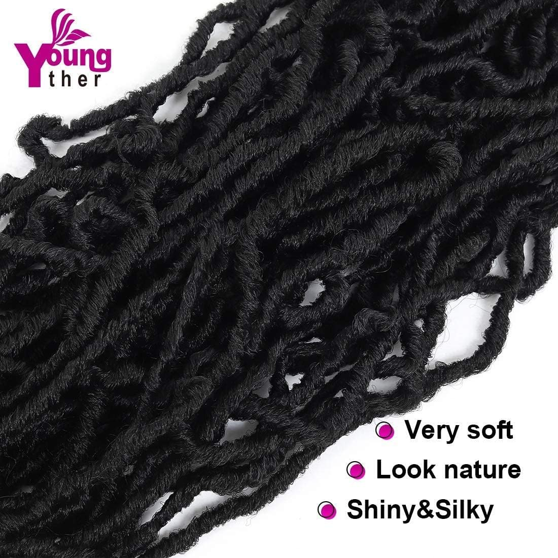 Youngther New Faux Locs Crochet Hair 24 Inch 7 Packs Soft Crochet Locs for Natural Butterfly Locs Style - Pre Looped Goddess Locs Crocher Hair for Balck Women Synthetic Braiding Hair Extensions image number 4
