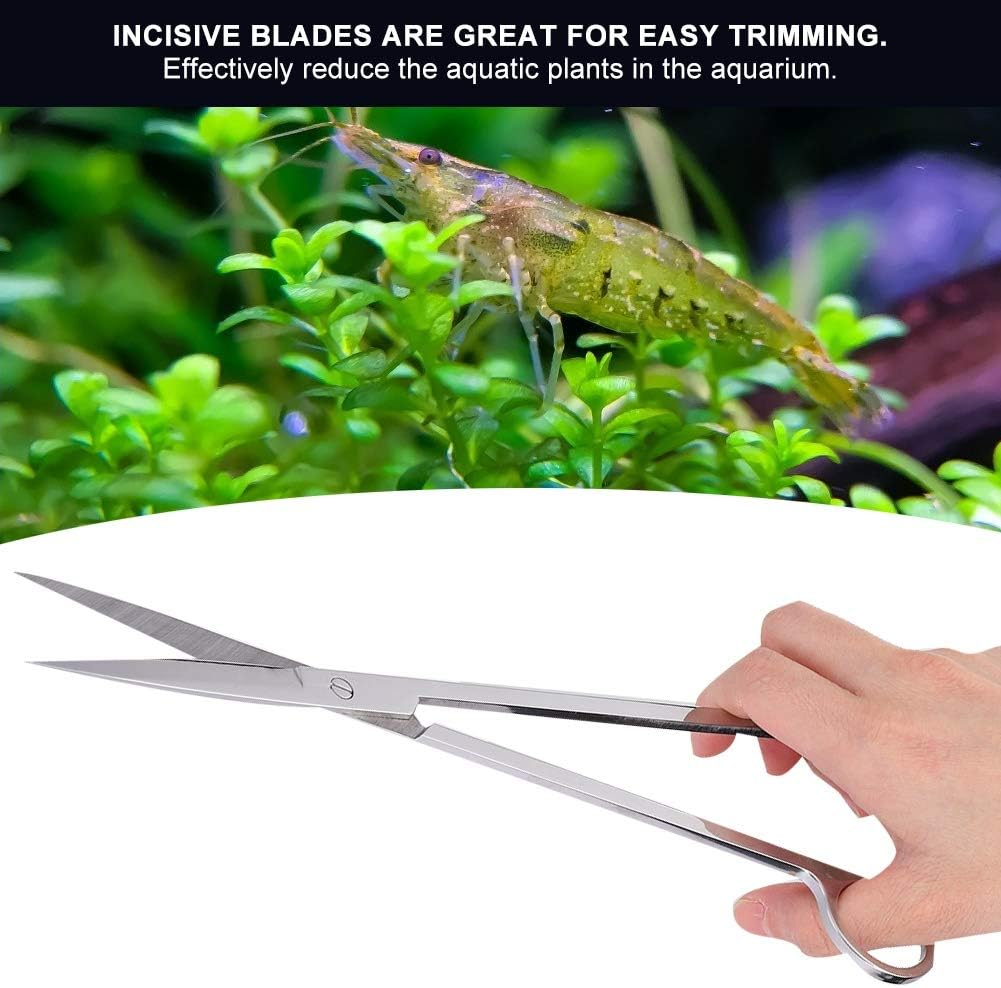 Stainless Steel Aquatic Plant Scissors Shears Aquatic Weed Cutter Aquarium Tank Water Plant Scissors Tools Fish Tank Starter Kits (Straight Cut) image number 5