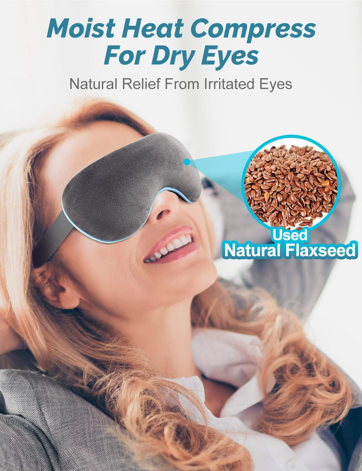 Eye Mask for Dry Eyes - Steam Warm Compress for Eyes - Remove Styes, Chalazion Therapy Warming and Heating Pad Hot Compress - Moist Heat Mask for Blepharitis & MGD (Flaxseed). image number 3
