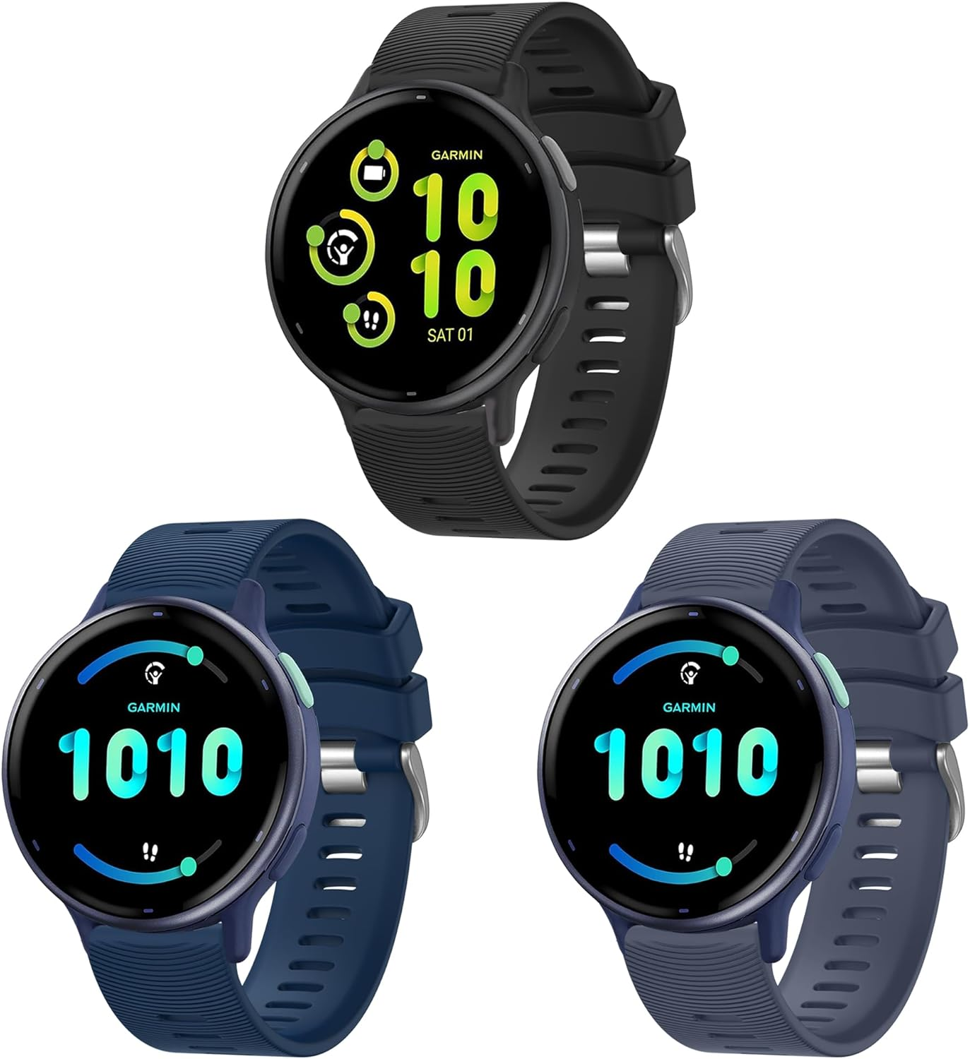 3 Pack Sport Bands for Garmin Vivoactive 5 Bands/Vivoactive 3 Bands, 20Mm Soft Silicone Wristband Straps for Garmin Forerunner 245/245 Music Band