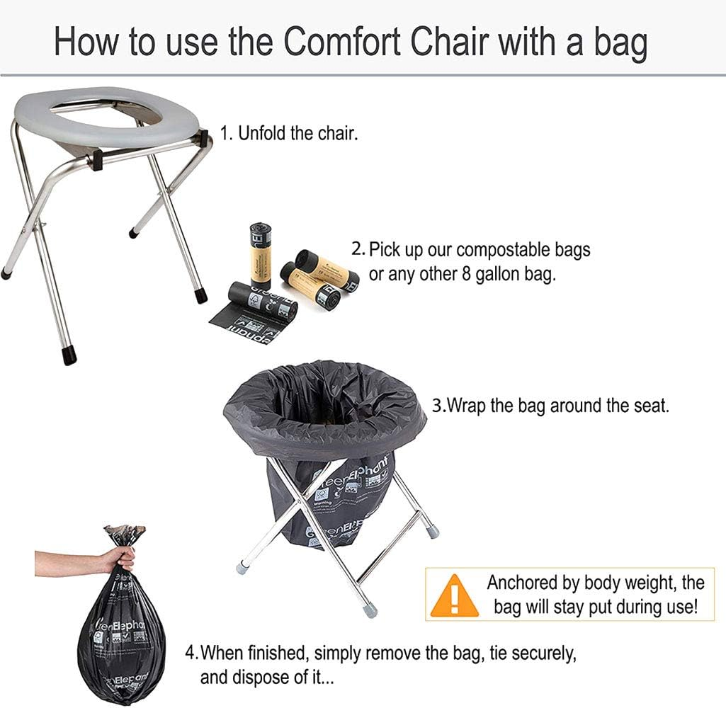 Portable Outdoor Folding Commode Toilet Seat, Stainless Steel Portable Potty Commode Chair, Perfect for Camping, Traveling, Hiking, Fishing, Outdoor Living (Gray) - Gray image number 2