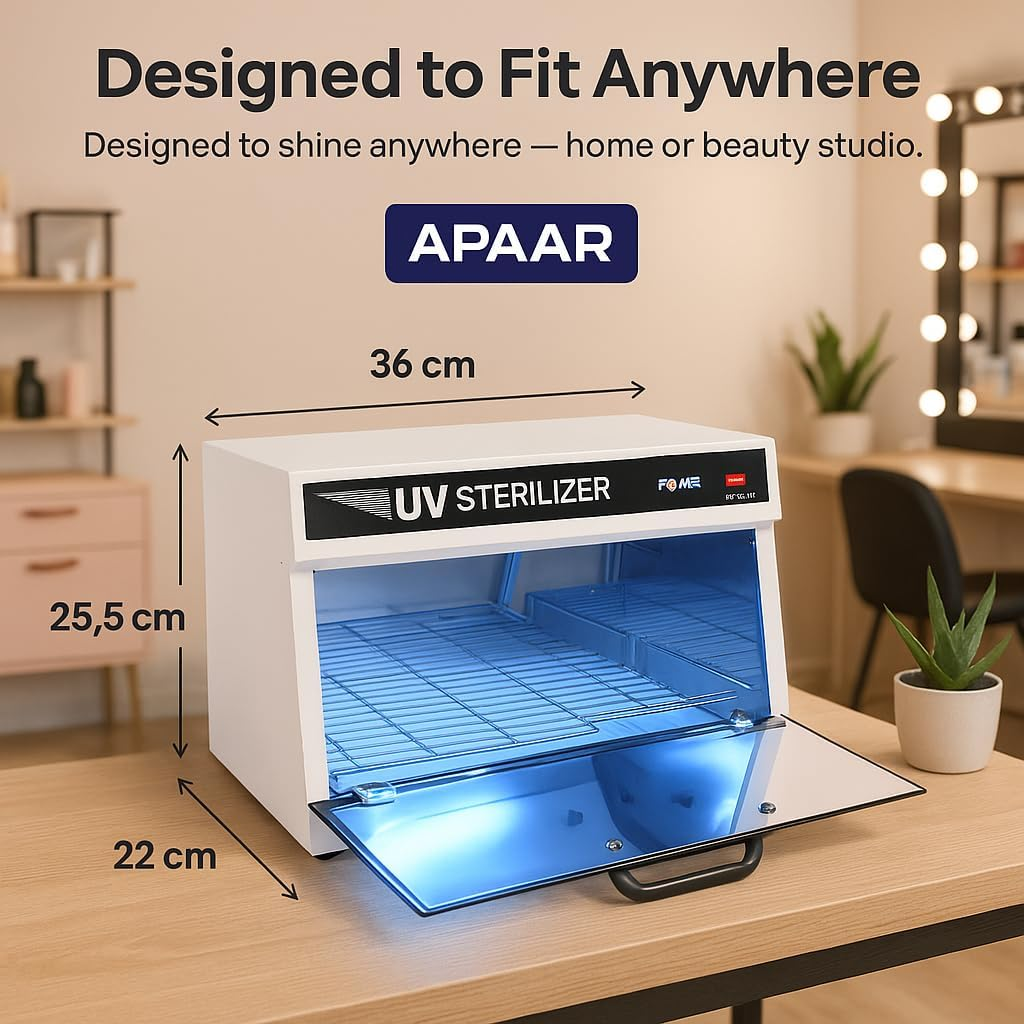 APAAR 8L UV Steriliser Box Sterilizer Professional Beauty Equipment for Salon & Home | UV Sanitising Cabinet for Nail Tools, Beauty Instruments & Salon Accessories image number 5