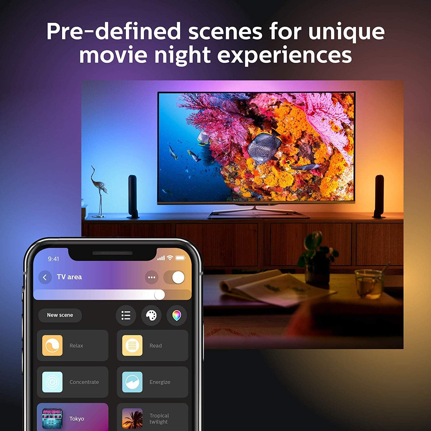 Philips Hue Play - White and Colour Ambiance Smart LED Bar Light- Black 1 Pack (Base Kit) HUEPLAY1KIT image number 2