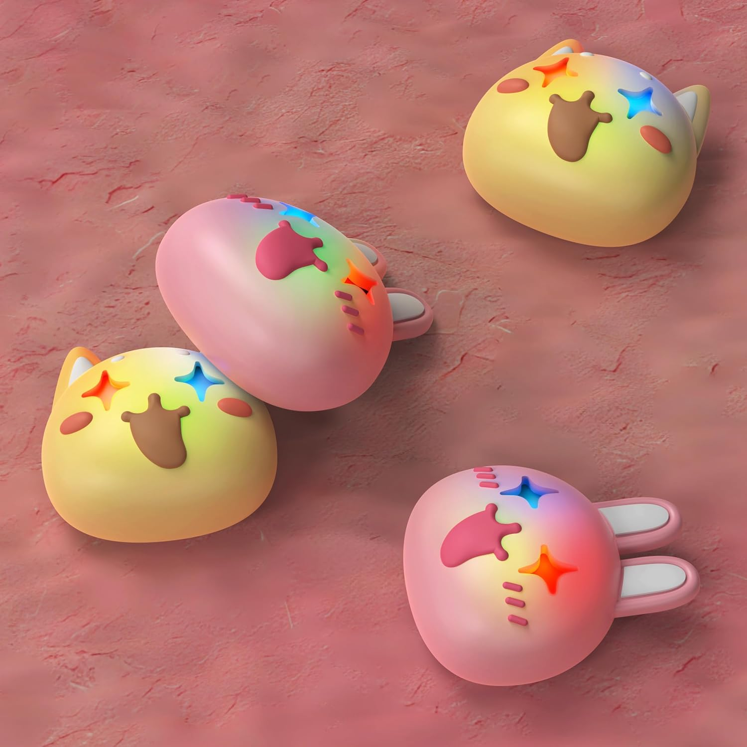 Cute Universal Illuminated LED Thumbstick Grips for Ps5, for Ps4, Joystick Caps for Xbox Series X/S, for Xbox One, Switch Pro Controllers, Joystick Protection - Cheeky Bunny & Puppy image number 5