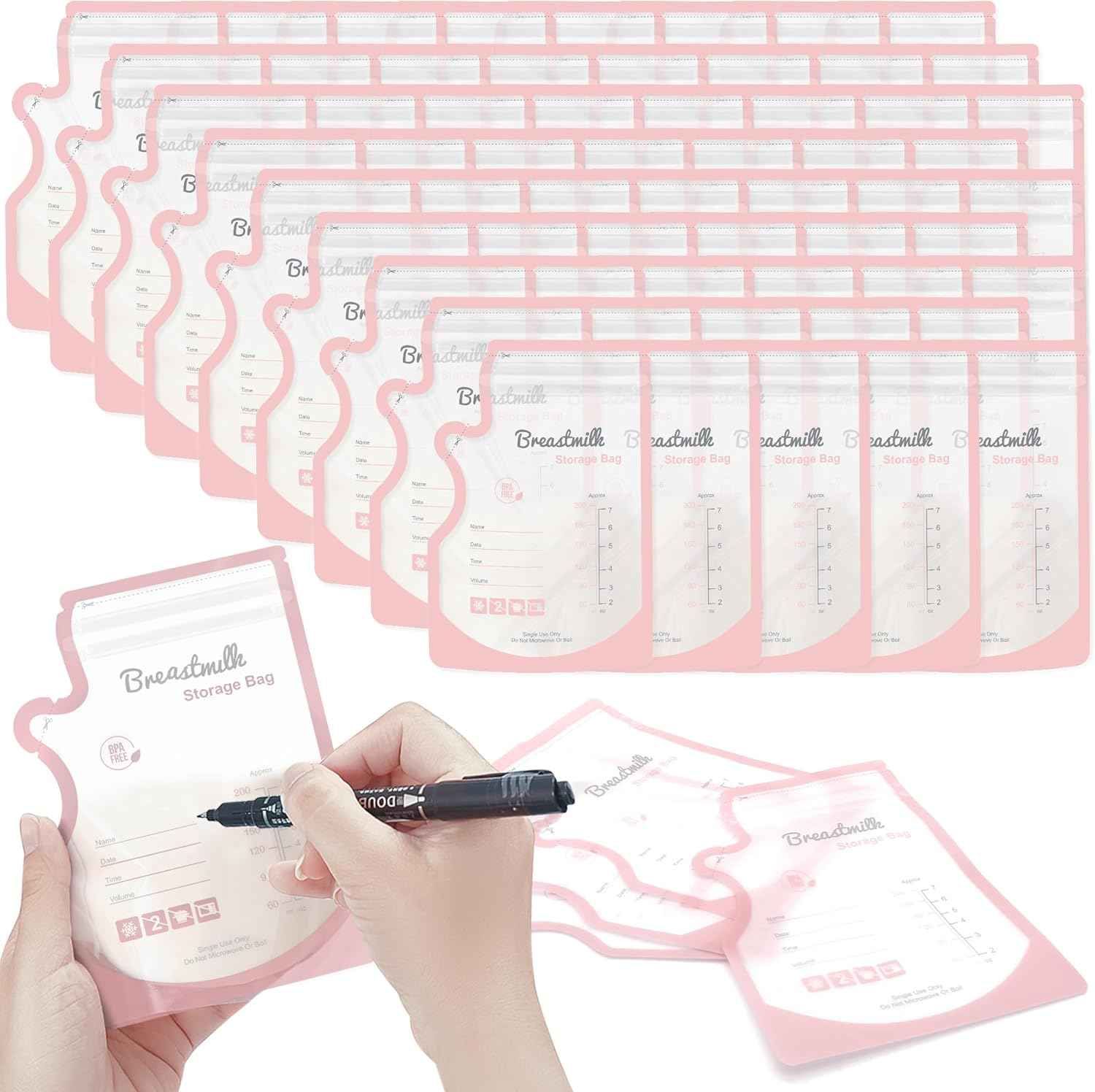 QIUXQIU Breastmilk Storing Bags for Breastfeeding Disposable Milk Storage Bag with 6 Ounce No-Leak Milk Freezer Storage Pouches 50 Count (Green)