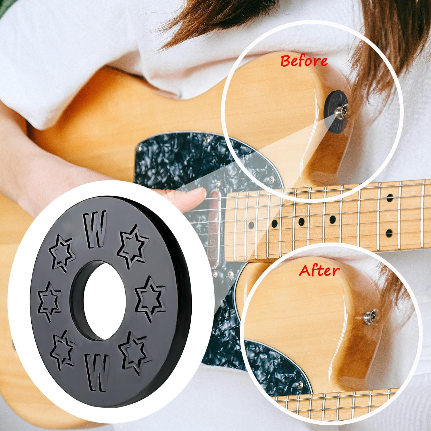 16 Pcs Guitar Strap Locks, Acoustic Guitar Strap Adapter for Electric, Acoustic & Bass Guitars, Strap Locks Compatible with Fender, Dunlop, Ernie Ball & More (Black) image number 4