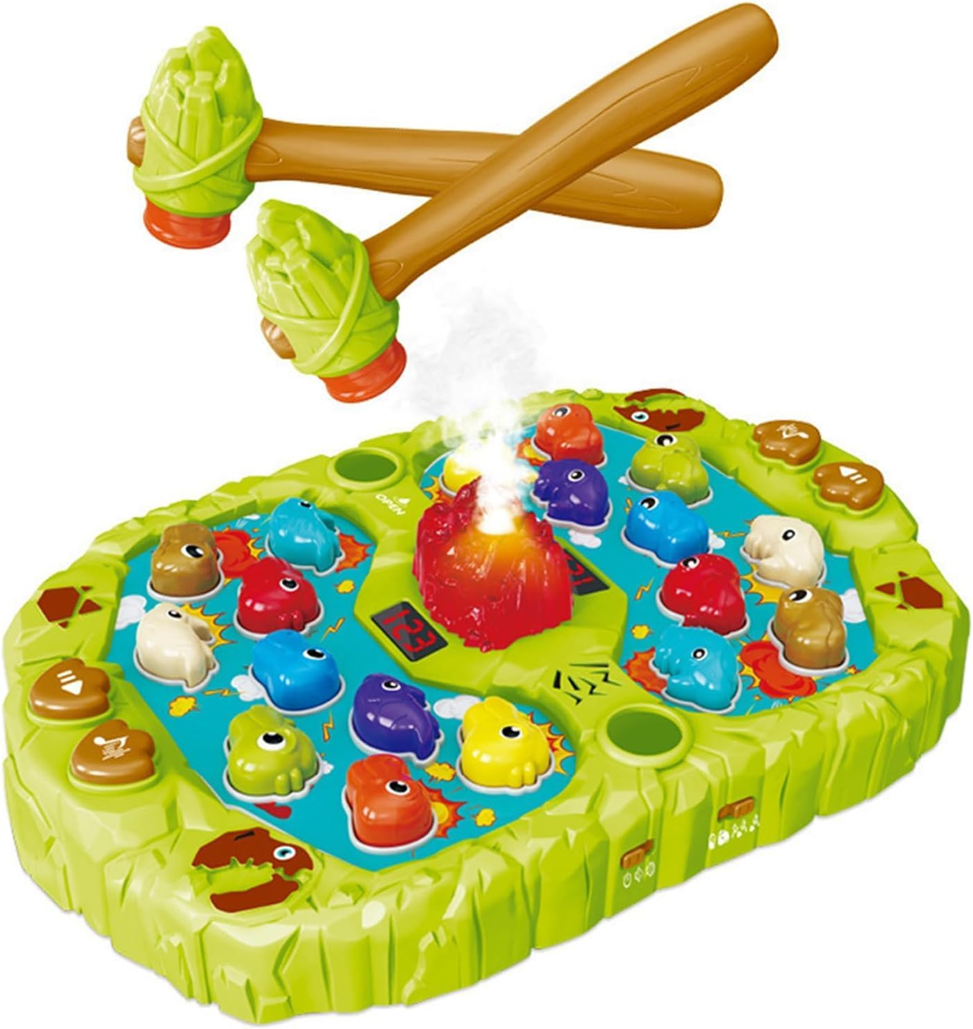 Whack a Mole Game, Pounding Dinosaur Toys for 2 3 4 5+ Year Old Boys Girls Birthday Gifts Educational Interactive Toddler Toys Age 2-4 4-6 Dinosaur Toys for Kids 3-5 5-7 with 2 Hammers, Spray & Lights image number 4